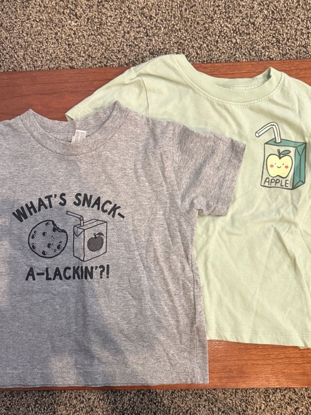Kids Graphic Snack T-Shirt Bundle- Gray and Light Green Shirts 4T